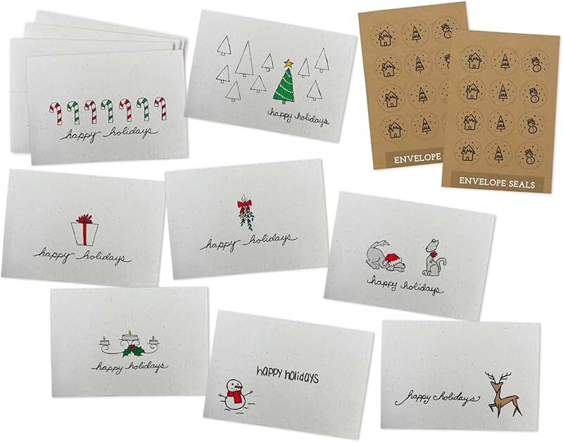 Holiday Greeting Card and Gift Tag Set with Envelopes