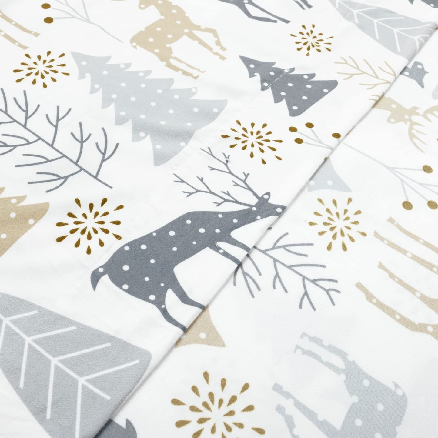 Wonderland Soft Flannel Sheet Set, 6 Piece, Full, Neutral  Gray