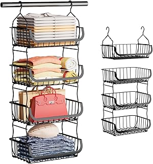 4-Tier Metal Closet Hanging Organizer for Clothes and Accessories
