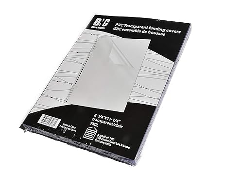 Clear PVC binding covers, 8.75 x 11.25 inches, pack of 100