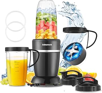 1200W Personal Blender with 2 Cups and 6-Fin Blades
