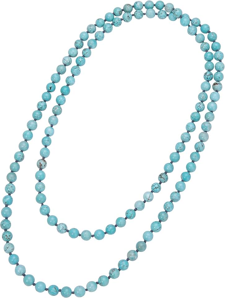 Natural Turquoise Beaded Necklace and Wrap Bracelet