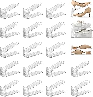 20 Pack Adjustable Shoe Organizer Slots for Closet Storage