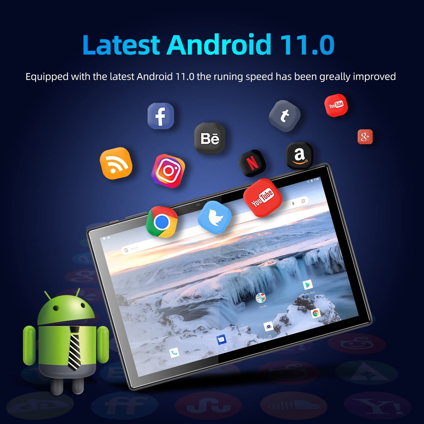 SmartPad A10 Tablet 10.1 inch Android 11 Tablets, 32GB ROM Quad-Core Processor 6000mAh Battery, 1280x800 IPS HD Touchscreen 5MP+8MP Camera, Bluetooth,WiFi,GPS (Grey)