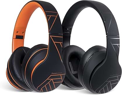 Foldable Over-Ear Bluetooth Headphones, Black/Orange