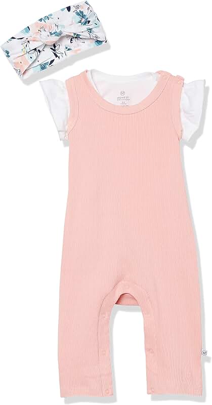 Baby Girl's Ribbed Romper and Headband Set