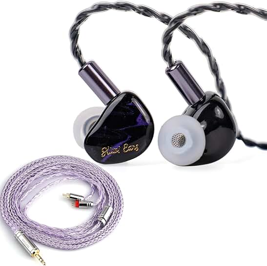 Purple In-Ear Earphones with Silver Cable