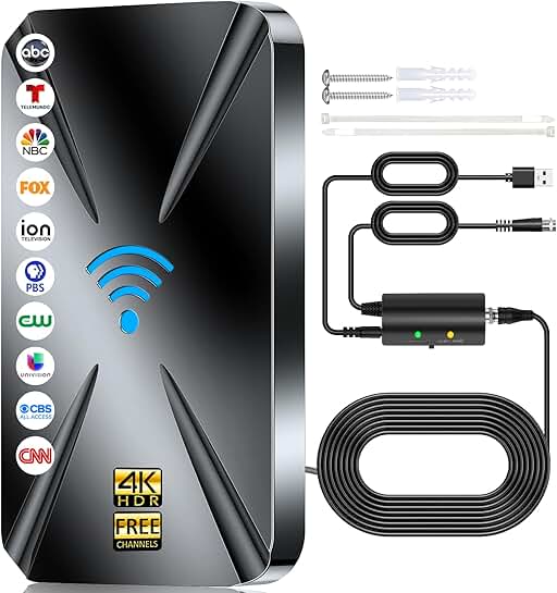 Indoor TV Antenna with 2800+ Mile Range and 38ft Coax