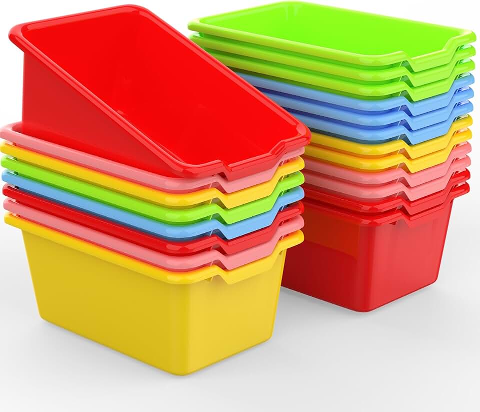 20 Small Plastic Cubby Bins for Storage and Organization