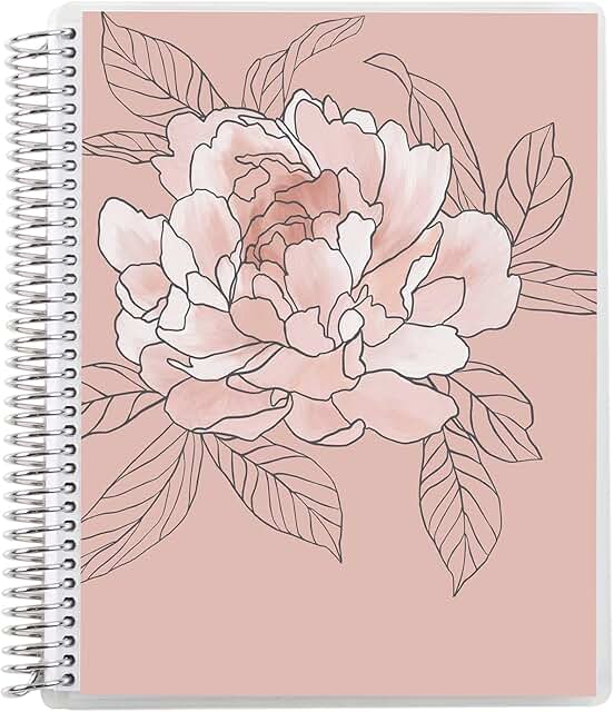Flora Peony Spiral Bound Notebook with Lined Pages