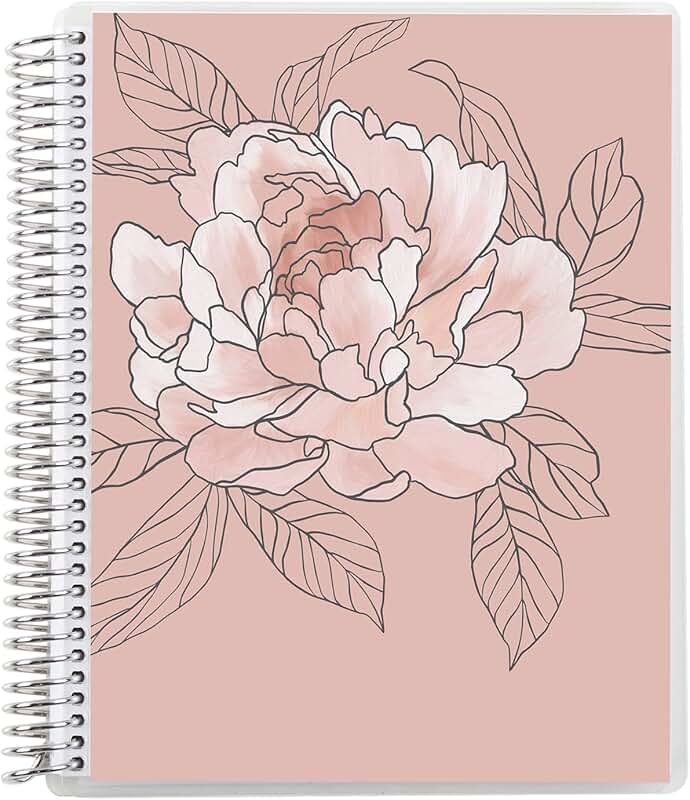 Flora Peony Spiral Bound Notebook with Lined Pages