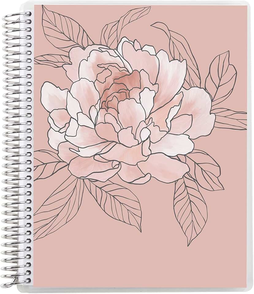 Flora Peony Spiral Bound Notebook with Lined Pages