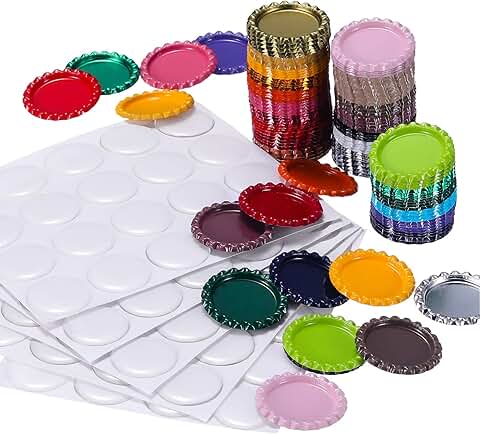 100 Bottle Caps and Clear Stickers for Crafts