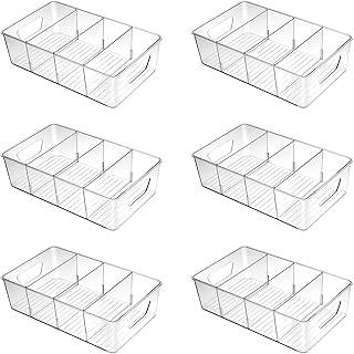 Stackable Clear Pantry Storage Bins with Dividers