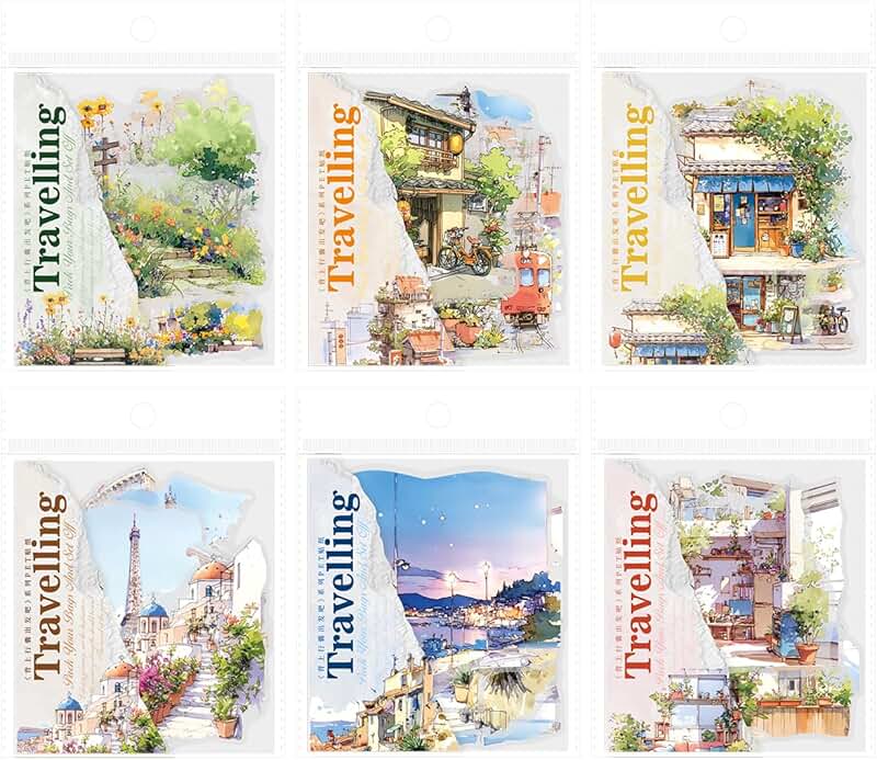 120 Vintage Travel Scrapbook Stickers for Crafts