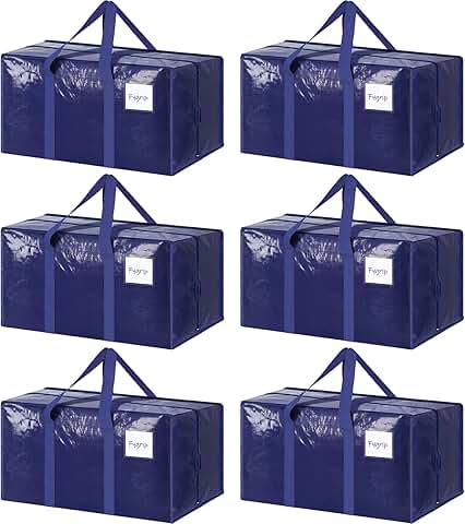 Six Heavy Duty Large Moving Storage Bags with Handles