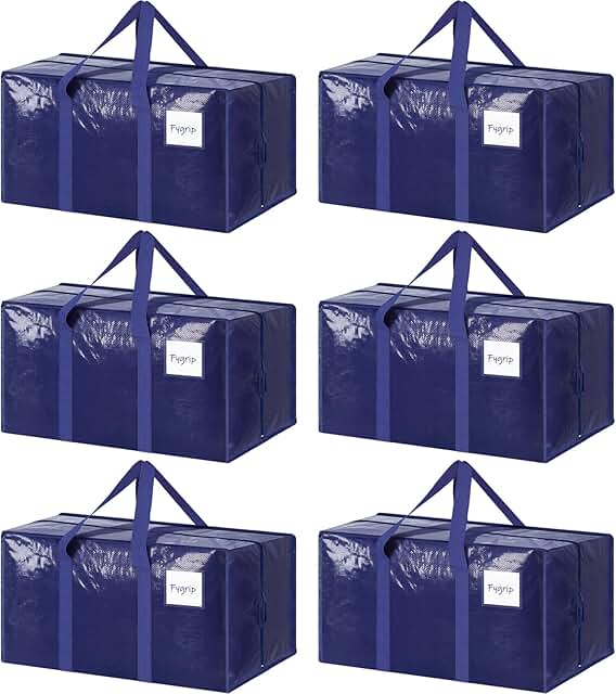 Six Heavy Duty Large Moving Storage Bags with Handles