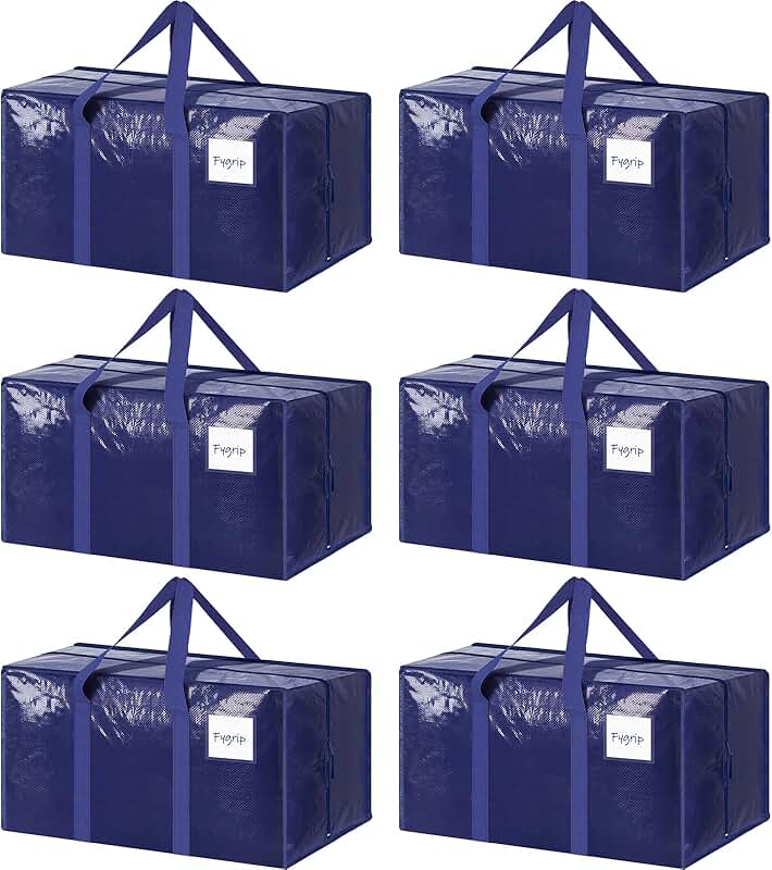 Six Heavy Duty Large Moving Storage Bags with Handles