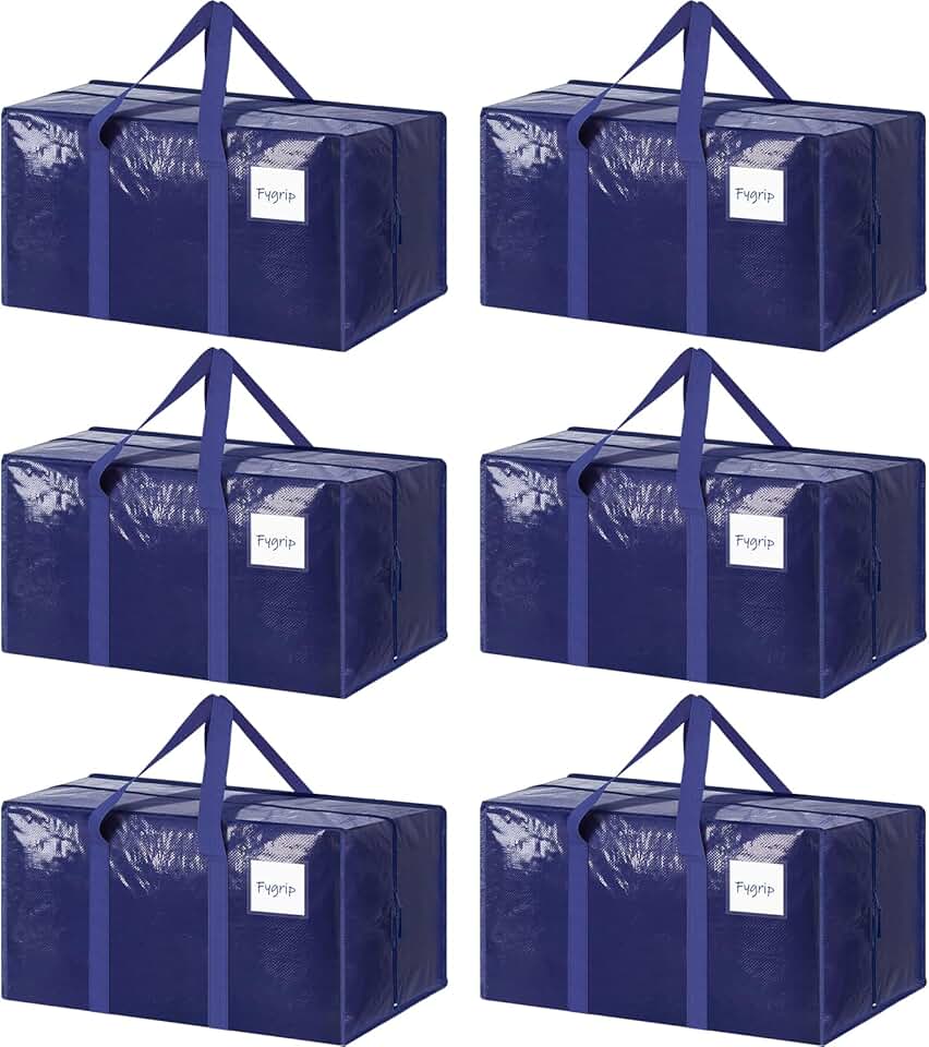 Six Heavy Duty Large Moving Storage Bags with Handles