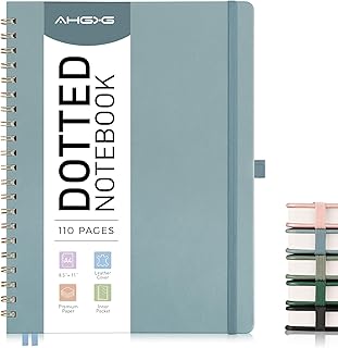 Large GrayBlue Spiral Dotted Notebook with Inner Pocket