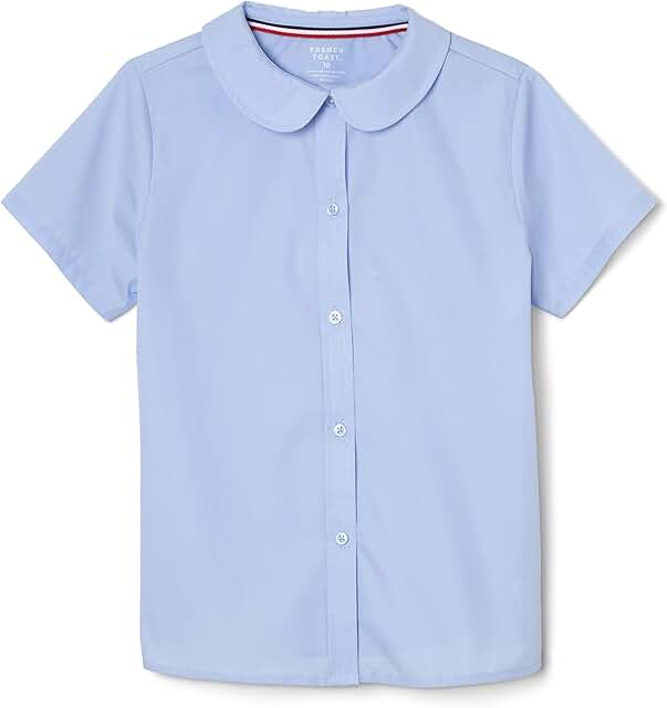 Girl's Short Sleeve Blouse with Peter Pan Collar