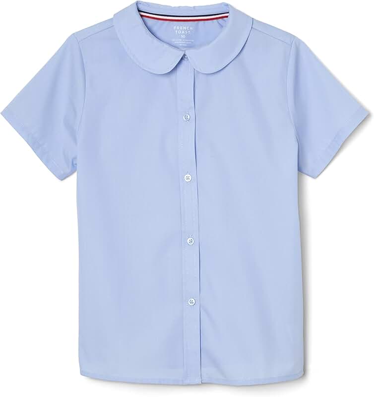 Girl's Short Sleeve Blouse with Peter Pan Collar