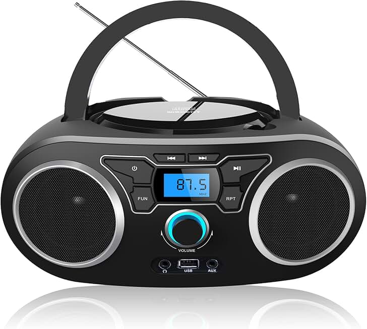 Portable CD Boombox with Bluetooth and FM Radio