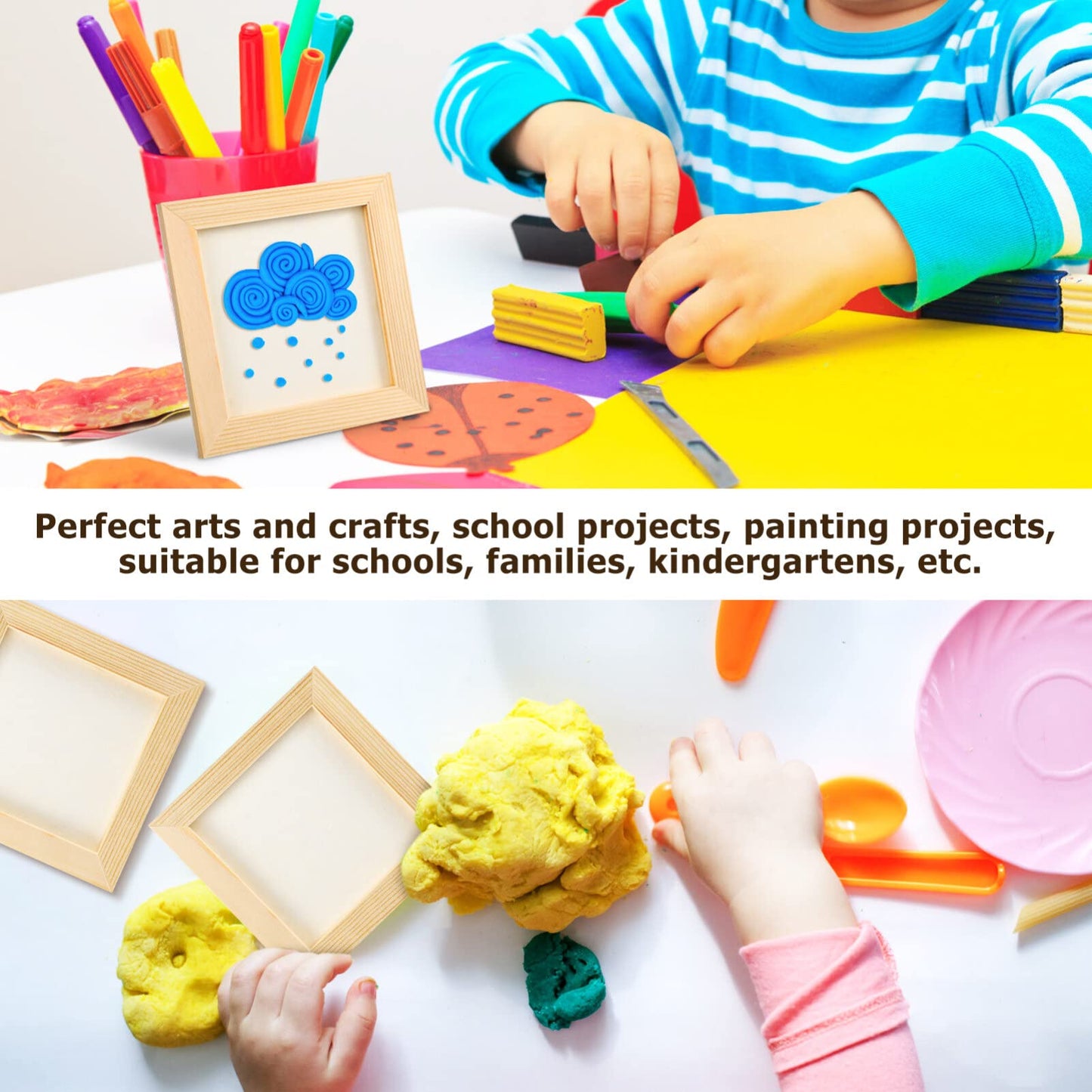 10Pcs Unfinished Wooden Picture Frames 12x12cm