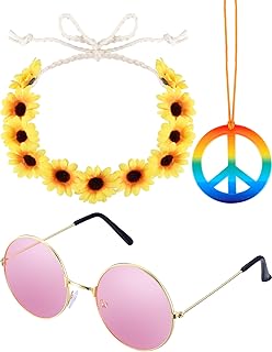 Set of 3 Hippie Costume Accessories for 60s and 70s Parties