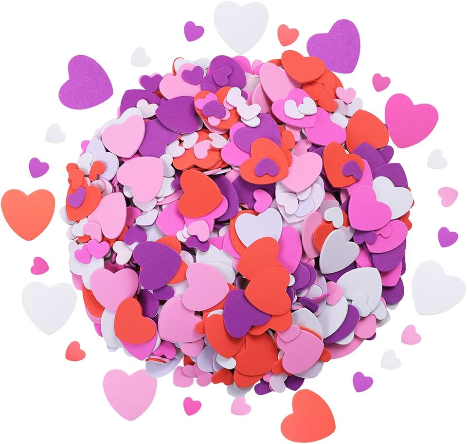 1000 Heart-Shaped Foam Stickers for DIY Crafts