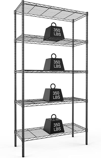 Heavy Duty 5-Tier Metal Wire Shelf for Garage and Kitchen