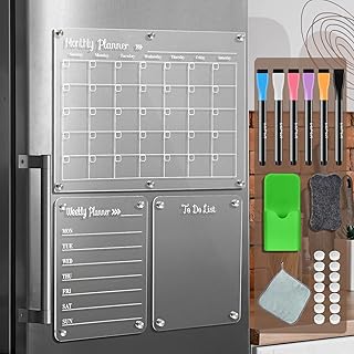 Set of 3 Acrylic Magnetic Dry Erase Boards with Markers and Holder