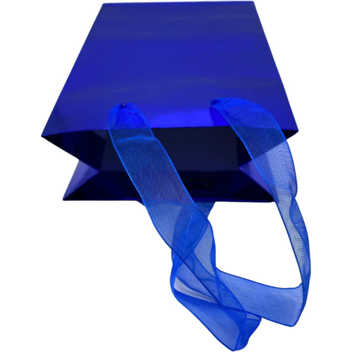 MODAIO-Gift Bags Small Size – Reusable Gift Bags With Handles From Three Different Stunning Colors - Perfect As Goodie Bags, Birthday Gift Bags, Party Favor Bags– 4"W x 3"D x 6"H Size-1/count (Blue)