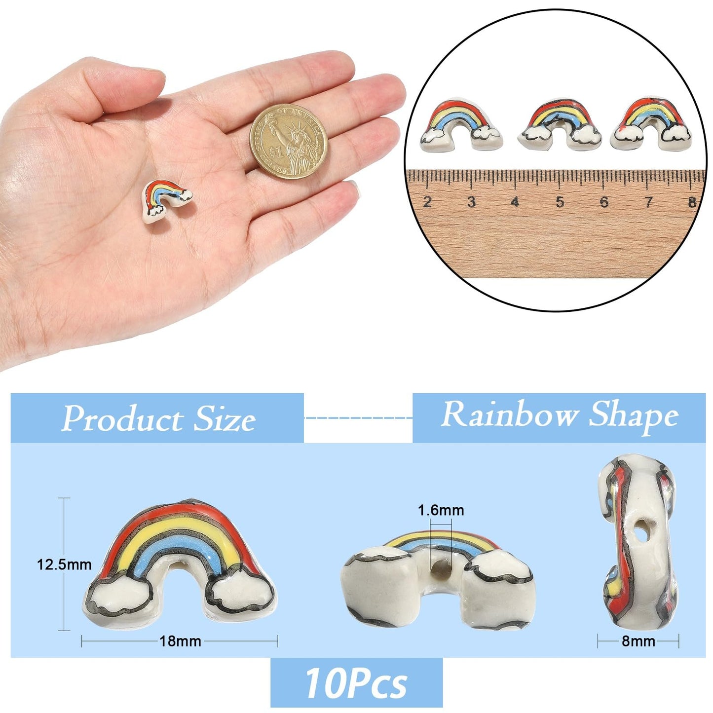 Rainbow Porcelain Beads for Jewelry Making and DIY Crafts