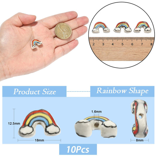 Rainbow Porcelain Beads for Jewelry Making and DIY Crafts