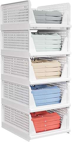Set of 5 Foldable Closet Storage Baskets