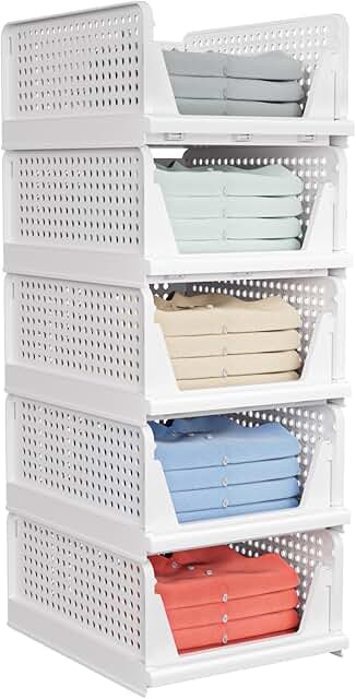 Set of 5 Foldable Closet Storage Baskets