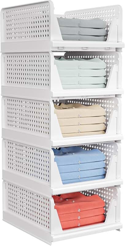Set of 5 Foldable Closet Storage Baskets