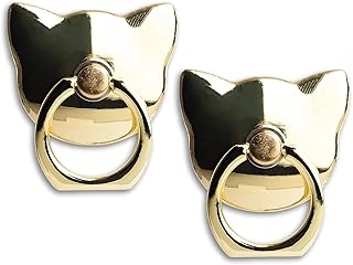 Two-Pack Glossy Cat Phone Ring Holders with 360° Rotation