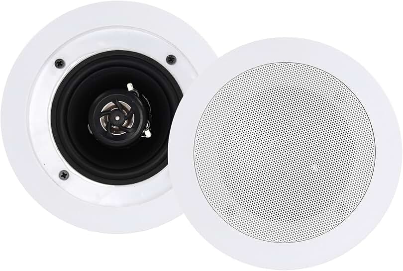 White 4-inch 70V In-Ceiling Speaker with Swivel Tweeter