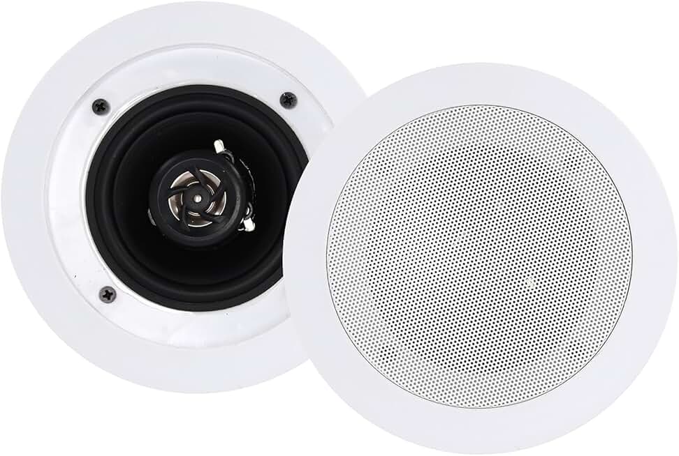 White 4-inch 70V In-Ceiling Speaker with Swivel Tweeter