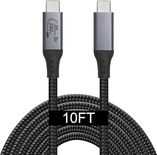 10-Foot USB4 Cable with 8K Display and Fast Charging