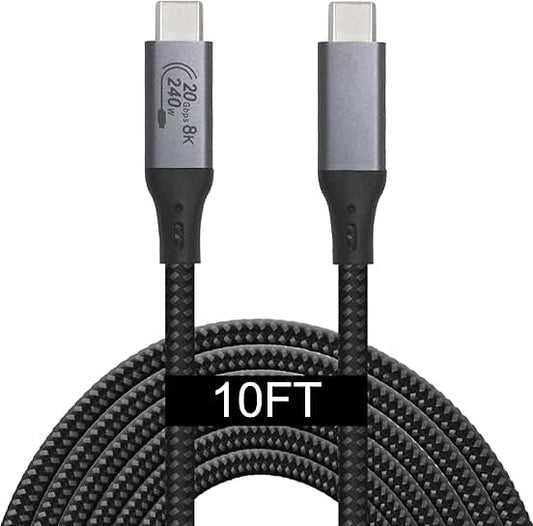 10-Foot USB4 Cable with 8K Display and Fast Charging
