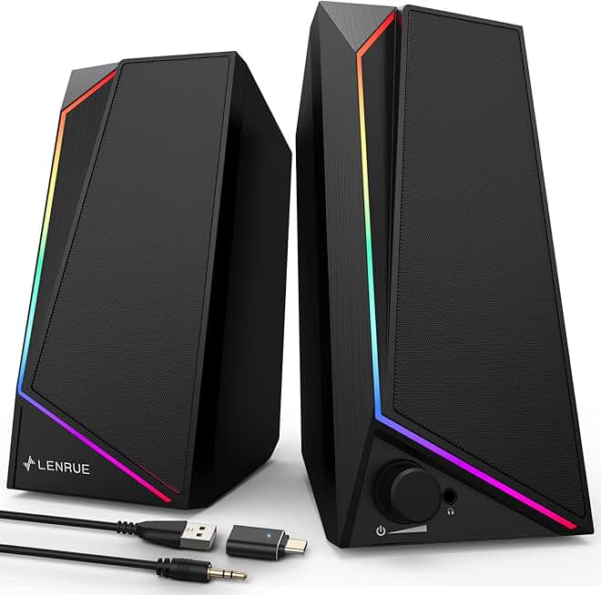 Computer Speakers with Loud Stereo Sound and Headphone Jack