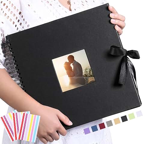 12x12 Inch Scrapbook Album with Cover Pocket and Ribbon