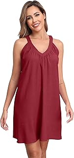 Sleeveless Lightweight Nightgown with Pleats and V Neck