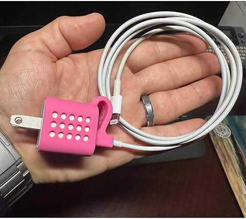 Pink Charger Protector for USB-A and Lightning Cables