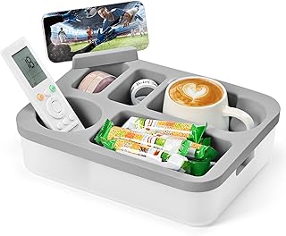 Couch Cup Holder Tray with Phone Stand and Spill Prevention