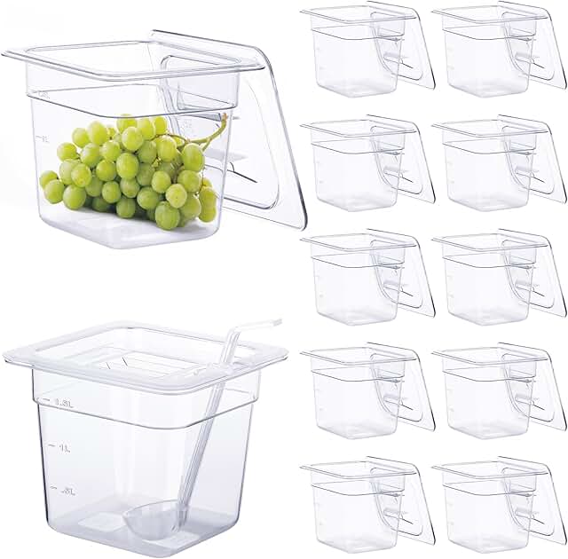 12 Pack Clear Plastic Food Pans with Lids and Spoon