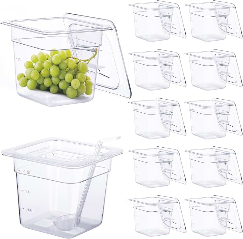 12 Pack Clear Plastic Food Pans with Lids and Spoon